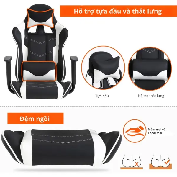Ghế gaming OC 1688 White Black