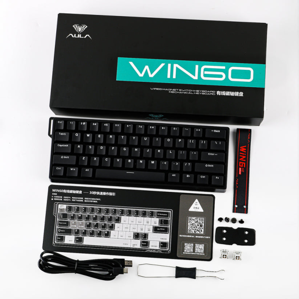 BÀN PHÍM CƠ GAMING AULA WIN60HE CÓ DÂY (Đen/ Gray Wood Magnetic Switch/ Rapid trigger)