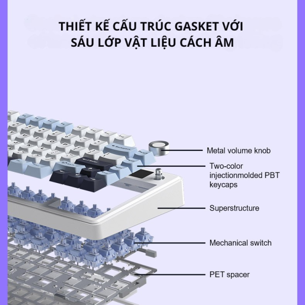 Bàn phím cơ Aula F75 Max 3 Mode ( 80 Phím/ Xám Đen Gradient /Reaper switch)