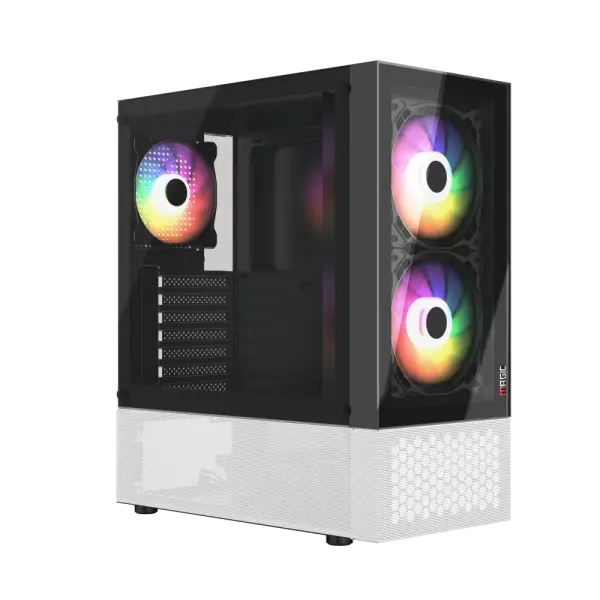 CASE MAGIC GM-04 AIR BLACK AND WHITE GLASS 3 FAN (ATX)