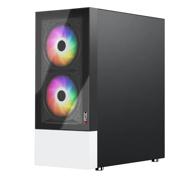 CASE MAGIC GM-04 BLACK AND WHITE GLASS 3 FAN (ATX)
