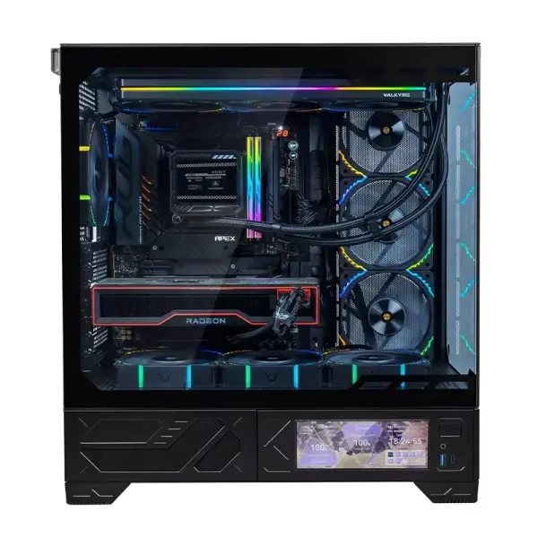 Case VALKYRIE VK03 LCD Black (ATX/Rad 360/Màn hình LCD)