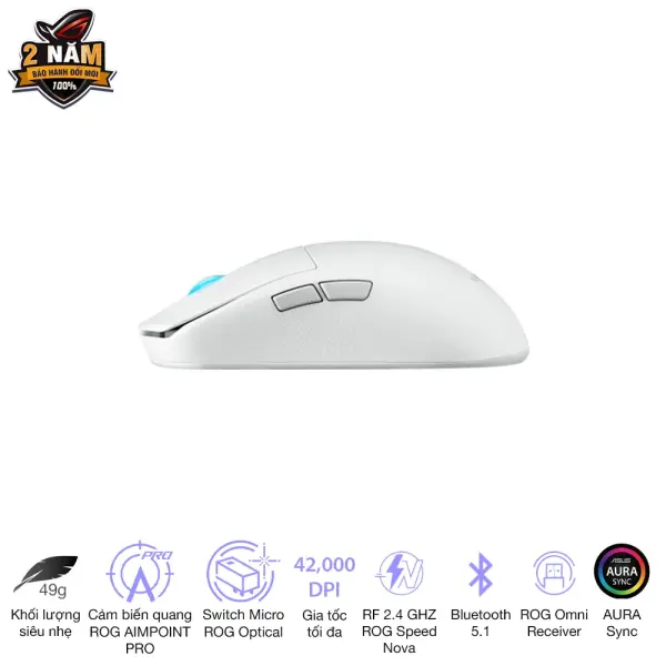 CHUỘT GAMING KHÔNG DÂY ASUS ROG HARPE ACE MINI MOONLIGHT WHITE