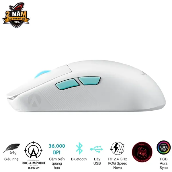 CHUỘT GAMING KHÔNG DÂY ASUS ROG HARPE ACE AIM LAB EDITION WIRELESS - MOONLIGHT WHITE