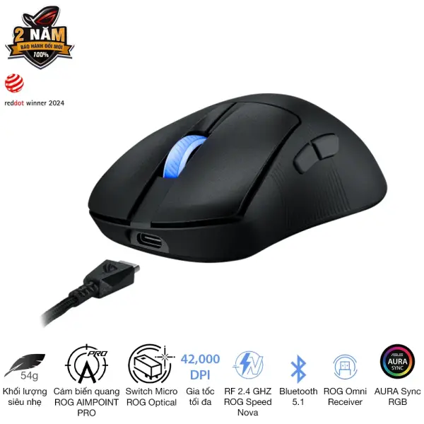 CHUỘT GAMING KHÔNG DÂY ASUS ROG KERIS II ACE