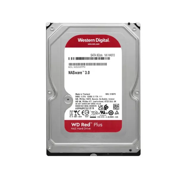 Ổ cứng HDD WD 2TB Red Plus 3.5 inch, 5400RPM, SATA, 64MB Cache (WD20EFPX)