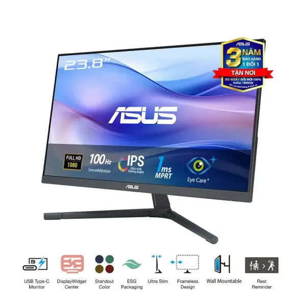 MÀN HÌNH ASUS VU249CFE-B (23.8 INCH - IPS - FHD - 100HZ - 1MS - ĐEN - USB TYPE C)