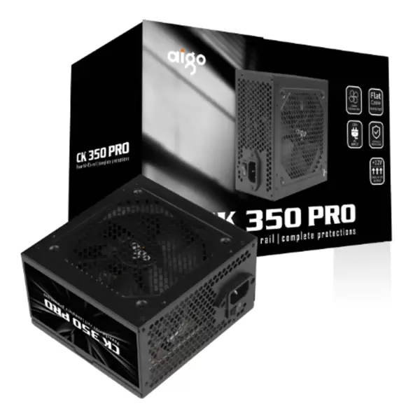 NGUỒN AIGO CK350 PRO 350W ( DÂY CÁP ĐEN DẸT)