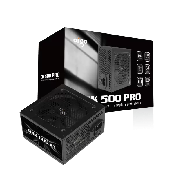 NGUỒN AIGO CK550 PRO 500W/ 80+ EFICIENCY ( DÂY CÁP ĐEN DẸT)