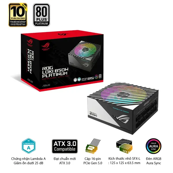 Nguồn Asus ROG LOKI SFX-L 850P 850W 80 Plus Platinum Full Modular
