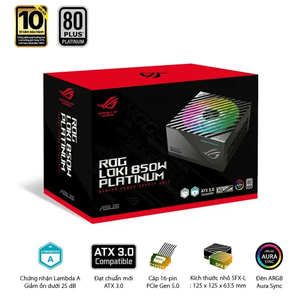 Nguồn Asus ROG LOKI SFX-L 850P 850W 80 Plus Platinum Full Modular