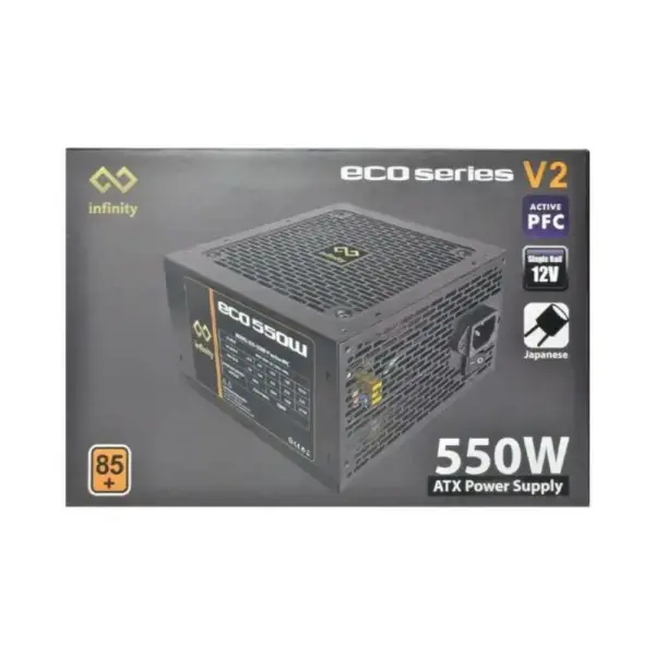 NGUỒN INFINITY ECO 550W V2 SINGLE RAIL/ DC to DC / Hiệu suất 85% / Active PFC