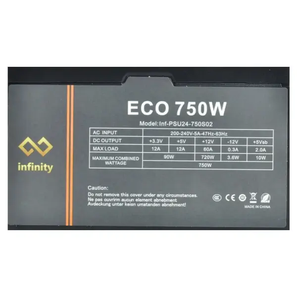 Nguồn Infinity Eco 750w – Dc To Dc – Hiệu Suất 85% – Active Pfc – Single Rail