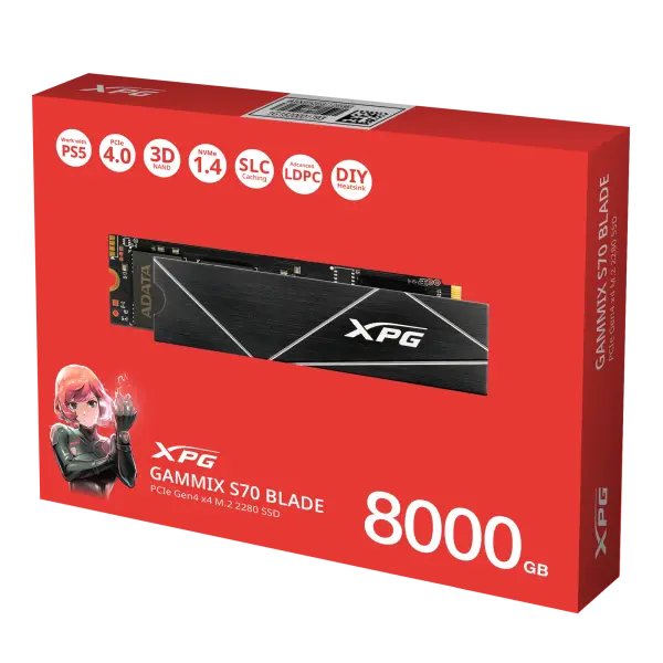 SSD ADATA XPG GAMMIX S70 BLADE 1TB PCIe Gen4x4 M.2 2280