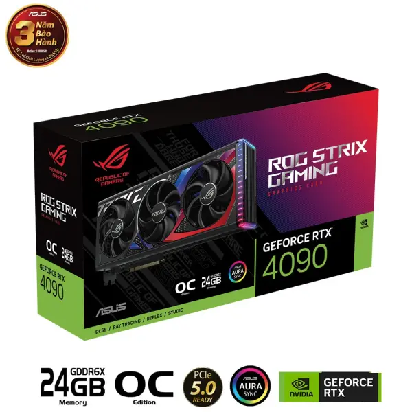 VGA ASUS ROG STRIX GEFORCE RTX 4090 OC EDITION 24GB GDDR6X (ROG-STRIX-RTX4090-O24G-GAMING)