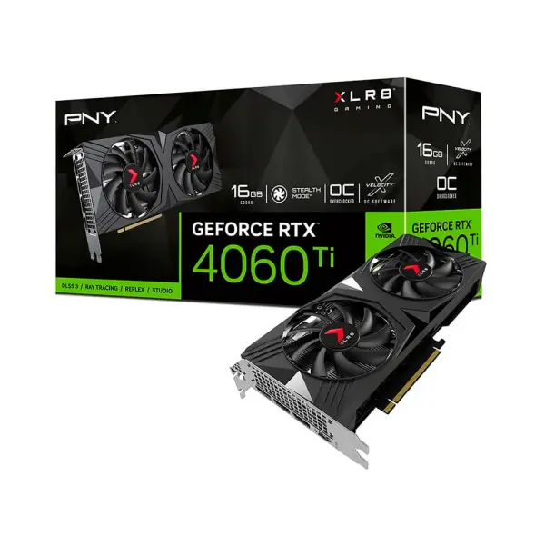 Card màn hình PNY GeForce RTX 4060 Ti 16GB XLR8 Gaming VERTO Dual Fan - VCG4060T16DFXPB1-O